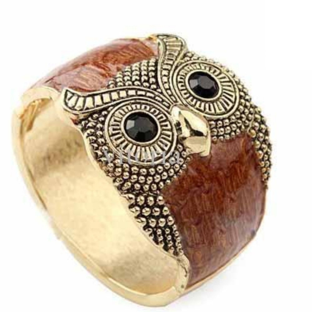 Metal Enamel Retro Tone Owl Open Hand